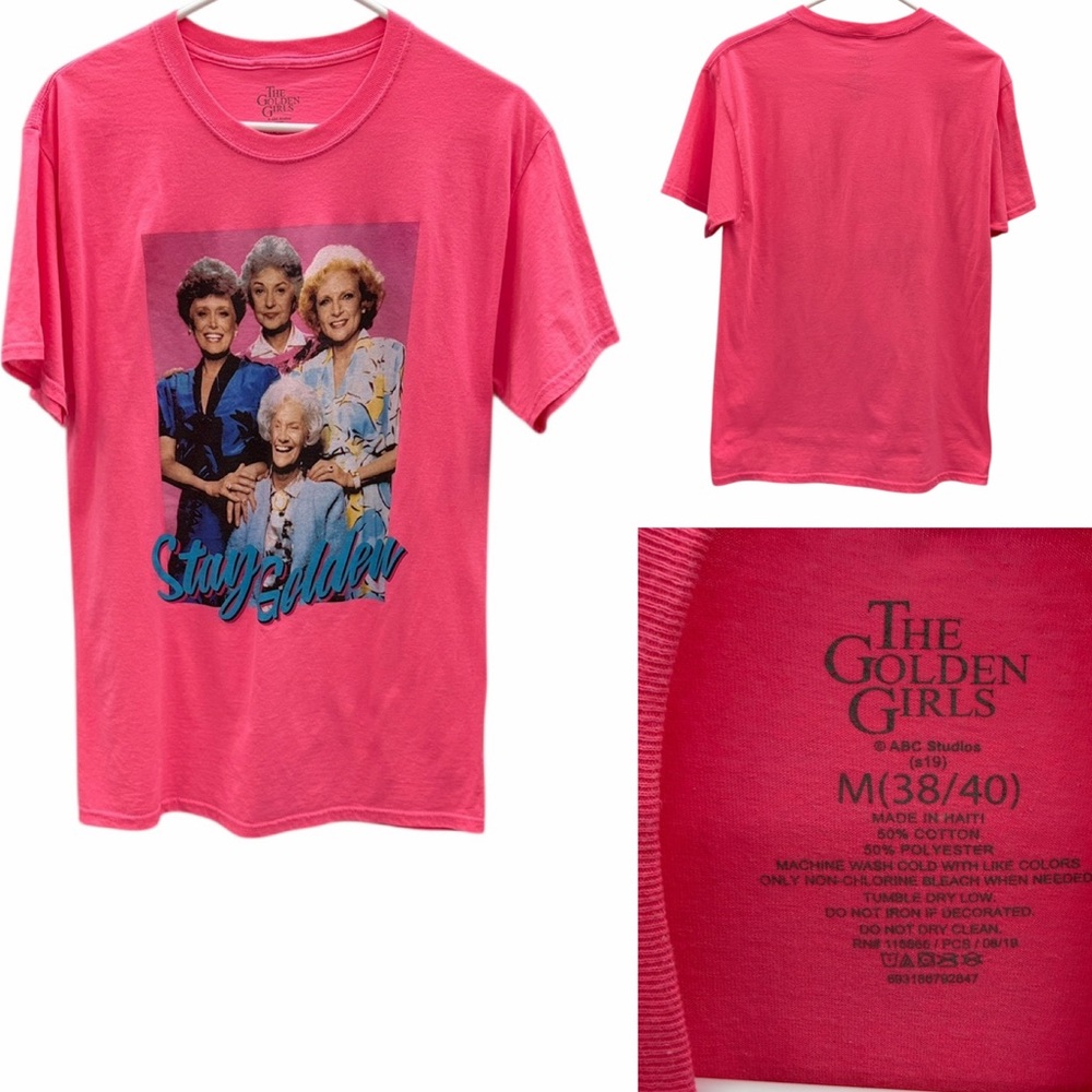 Golden Girls Hot Pink Stay Golden Graphic Tee Short Sleeve Womens Medium